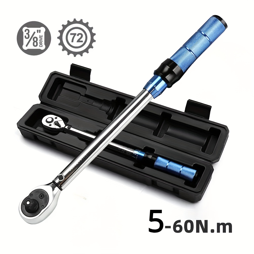 

1pc 5-60n.m Torque Wrench, 3/8 Inch Square Drive Torques Key, ±3% Torque Wrench, Professional Bicycle Automotive Tool