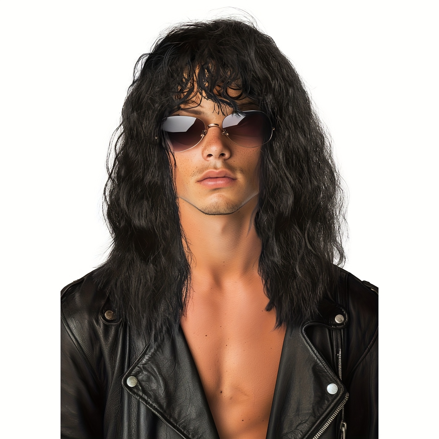 Glamour Wig Long Black Curly Adult Starlet Costume Hair