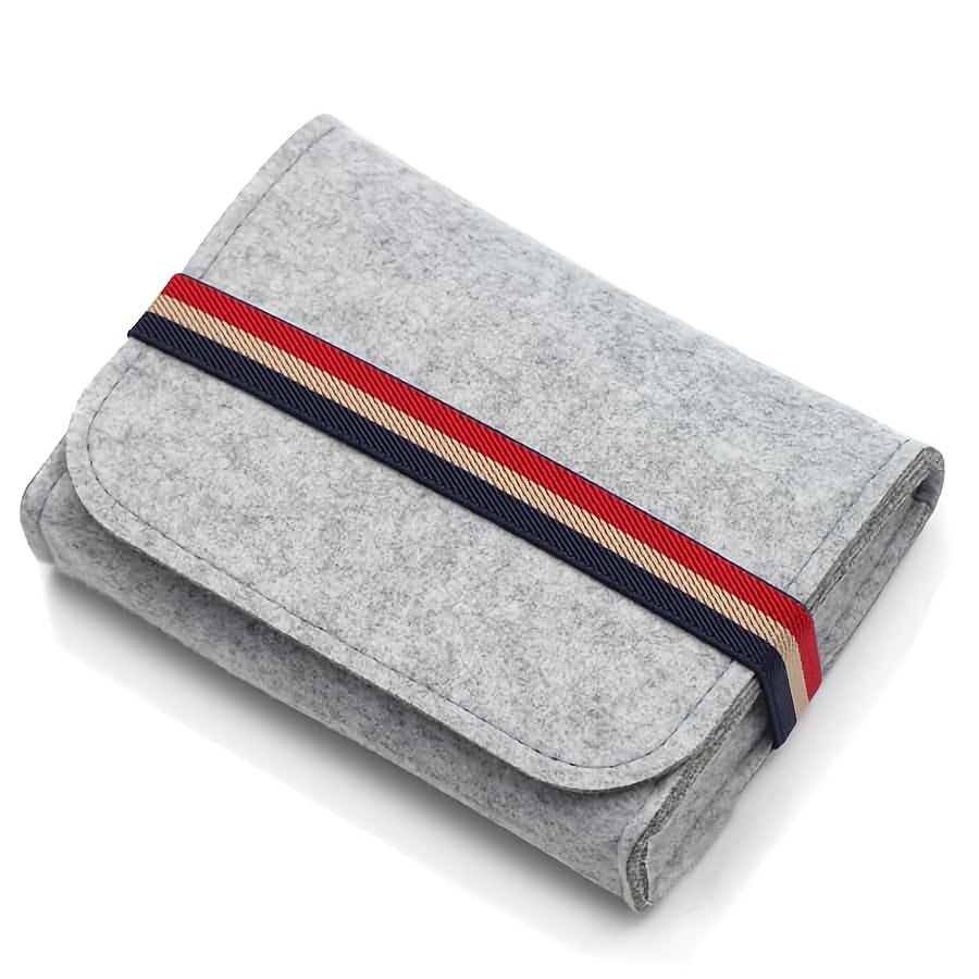 2pcs Portable Felt Storage Bags for Cables and Chargers