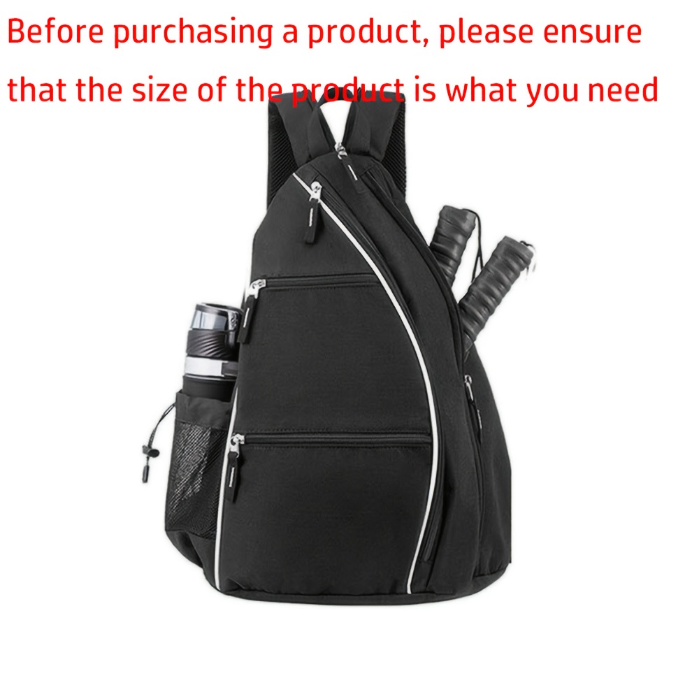 TEMU Adjustable Pickleball Paddle Backpack - Stylish Gray And Black Nylon Bag With Mesh Side Pocket For Racquets, Gear | Ideal For