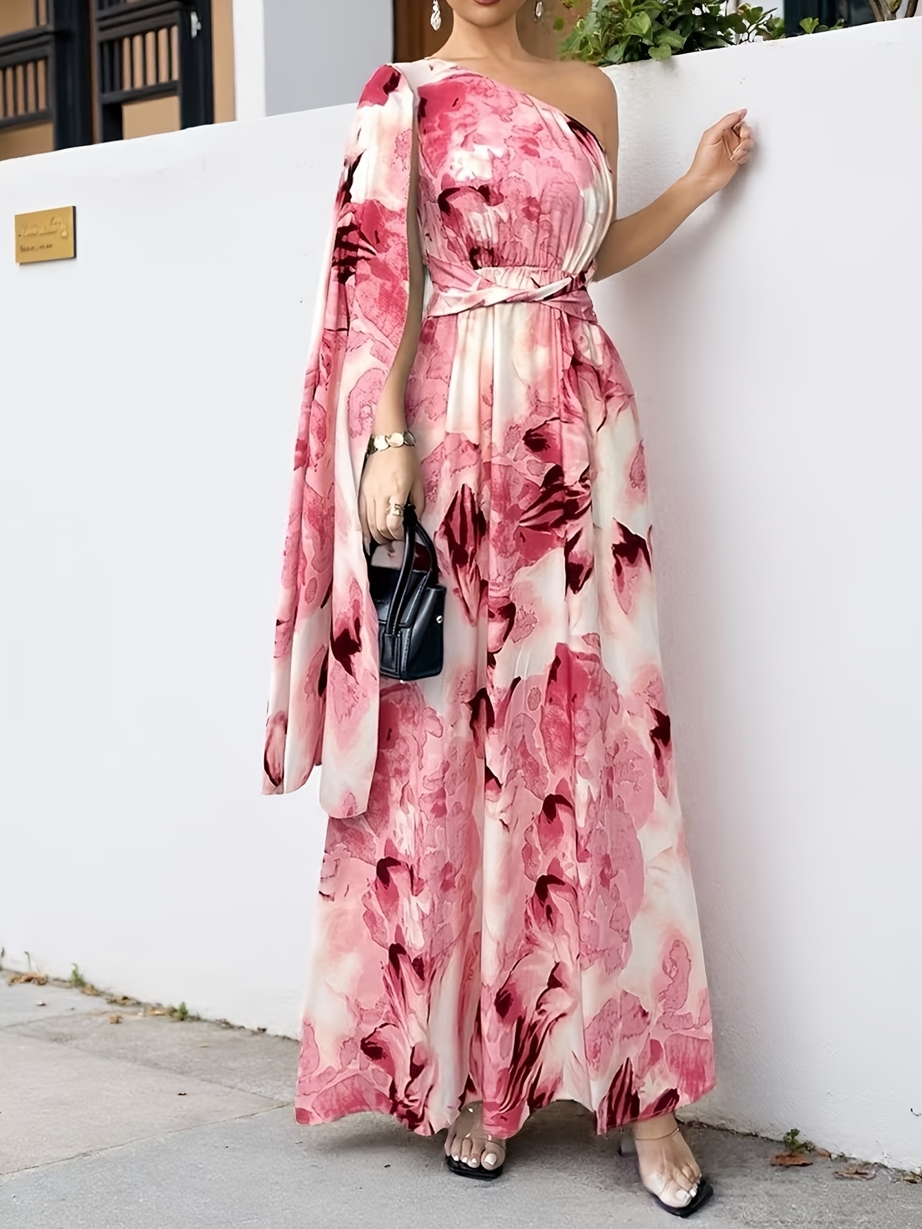 YY0514059 Floral Print, Off-Shoulder Elegant * Women'S Dress