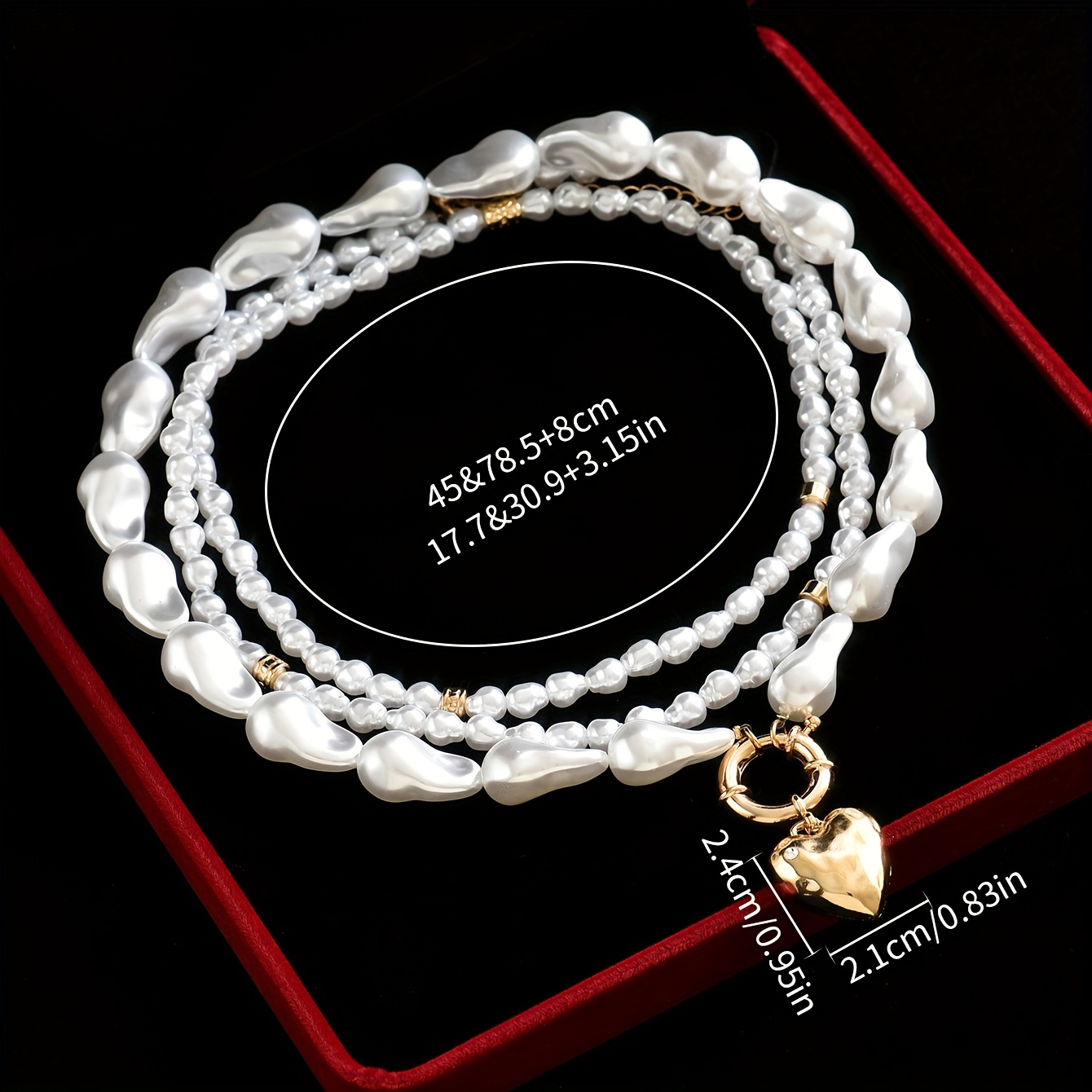 Baroque Style Necklaces with Pearls & Heart Pendants for Valentine's