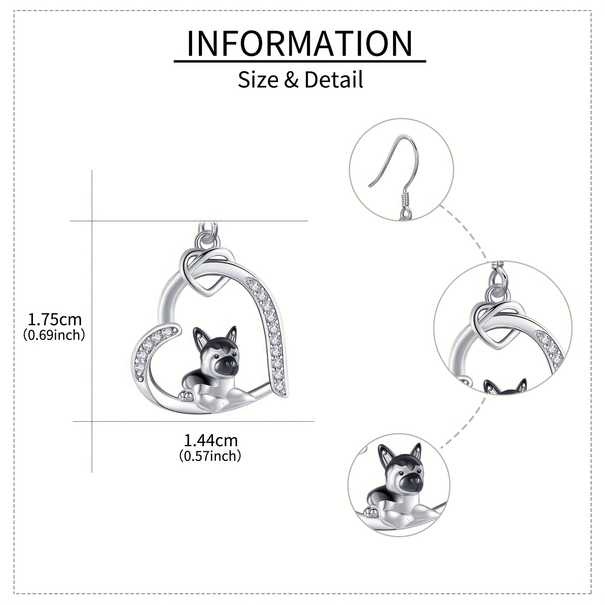 Women's S925 Sterling Silver Dog Earrings for German Shepherd Lovers