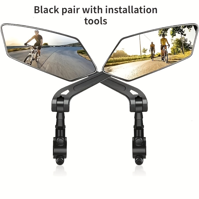 

1 Pair Universal Fit Convex Lens Bicycle Rearview Mirrors, Adjustable 360° Rotatable Side Cycling Safety Mirrors, Oblong Abs Handlebar Mount Accessories For Bikes