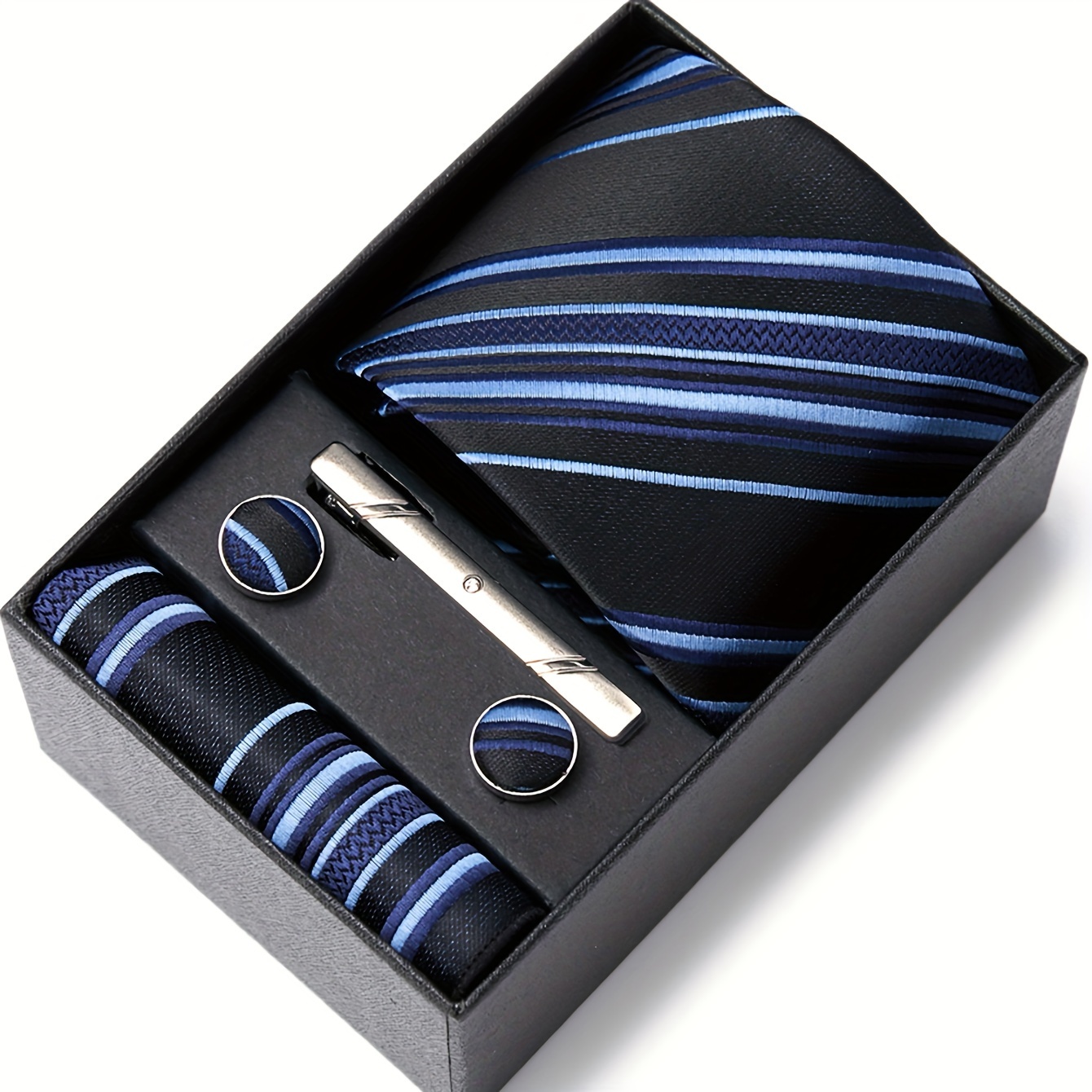 

Passabin Men's Tie Set, Striped , Handkerchief, Cufflinks, Polyester, Woven Fabric, Fashion Accessory For Work And Holidays