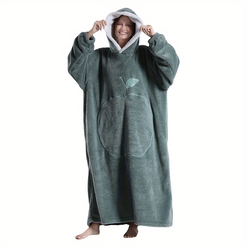 TEMU New Plus Size Women's Hooded Blanket Sweatshirt, Front Pocket Blanket Pullover, Soft Warm Comfortable Parachute Blanket, Unisex Youth Size