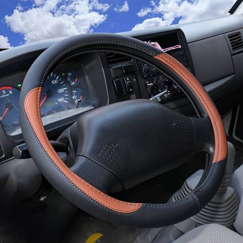 size truck van steering wheel cover bus dumper engineering vehicle faux leather anti slip wear resistant steering wheel handle cover protector for car car interior