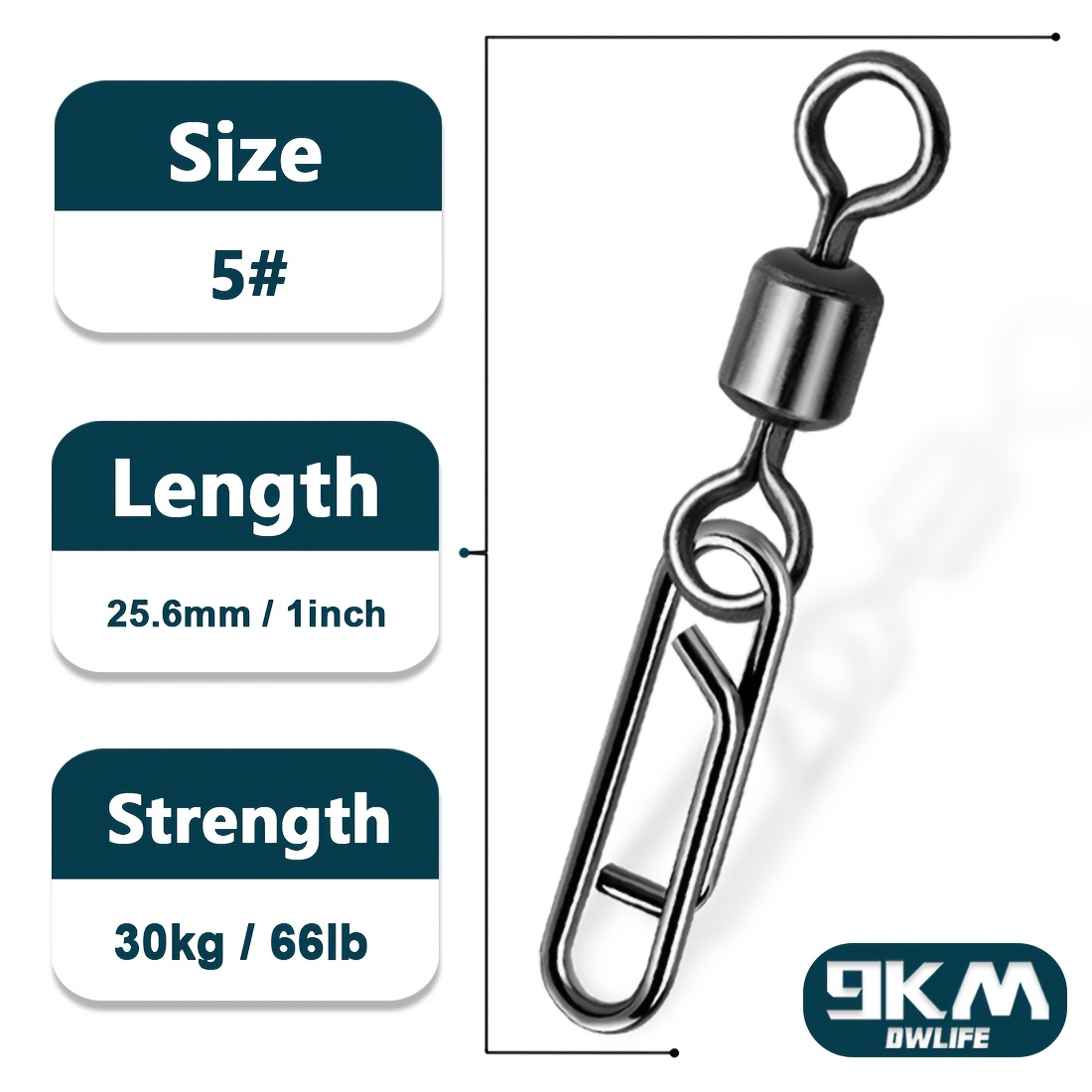 Image of 9km 50pcs Fishing Rolling Swivel Snap Clips Connector Freshwater Saltwater Fishing Swivels Snap Tackle