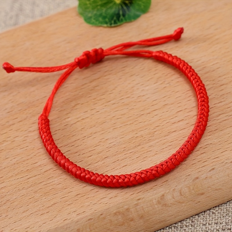 Adjustable Red Braided Bracelet for Couples