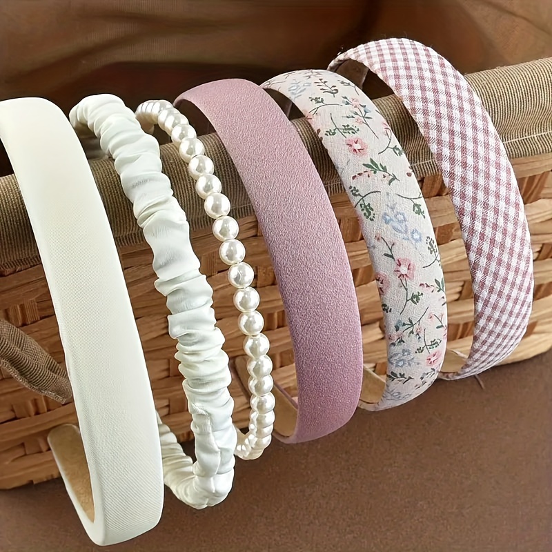 

Vintage Style Floral Headband Korean Version For Girls With Round Faces Cute And Versatile Internet Celebrity Headband Set Of 6