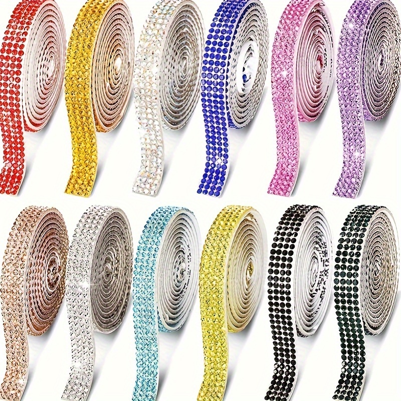 

1rouleau/3rouleaux/6rouleaux Bandes de Strass Colorées avec Bandes de Strass Auto-adhésives pour Vêtements, Chaussures, Chapeaux, Accessoires de Décoration Maison, Outils DIY