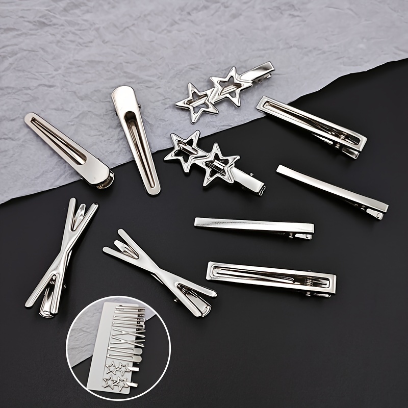 Image of High-end Silvery Metal Bangs Clip Small Hairpin Female Side Broken Hair Hair Clip Forehead Duckbill Clip Headdress