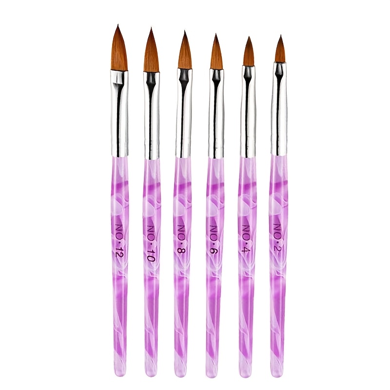 

6pcs Nail Art Brushes Set, Acrylic Handle Nail Brush For Gel Polish, Powder Application & Extension, Professional Manicure Tools, Smell-free