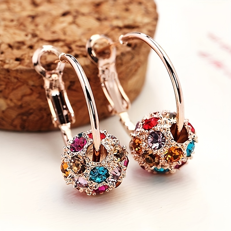 Colorful Rhinestone Round Earrings