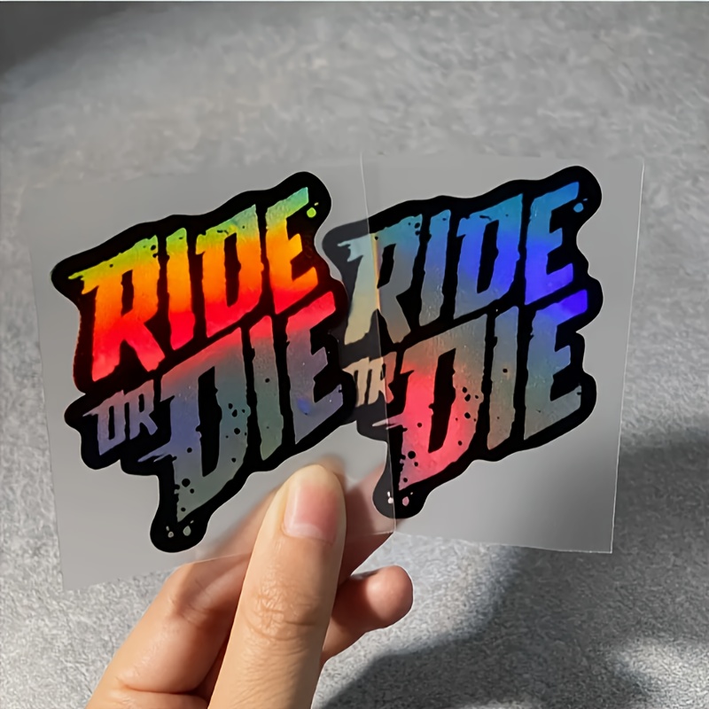 Image of Set Of 2 "" Motorcycle Stickers - Waterproof And Scratch-resistant, Designed For Bicycles And Road Bikes, Featuring A Gradient From Blue To Pink, Perfect For , Motorcycle Additions