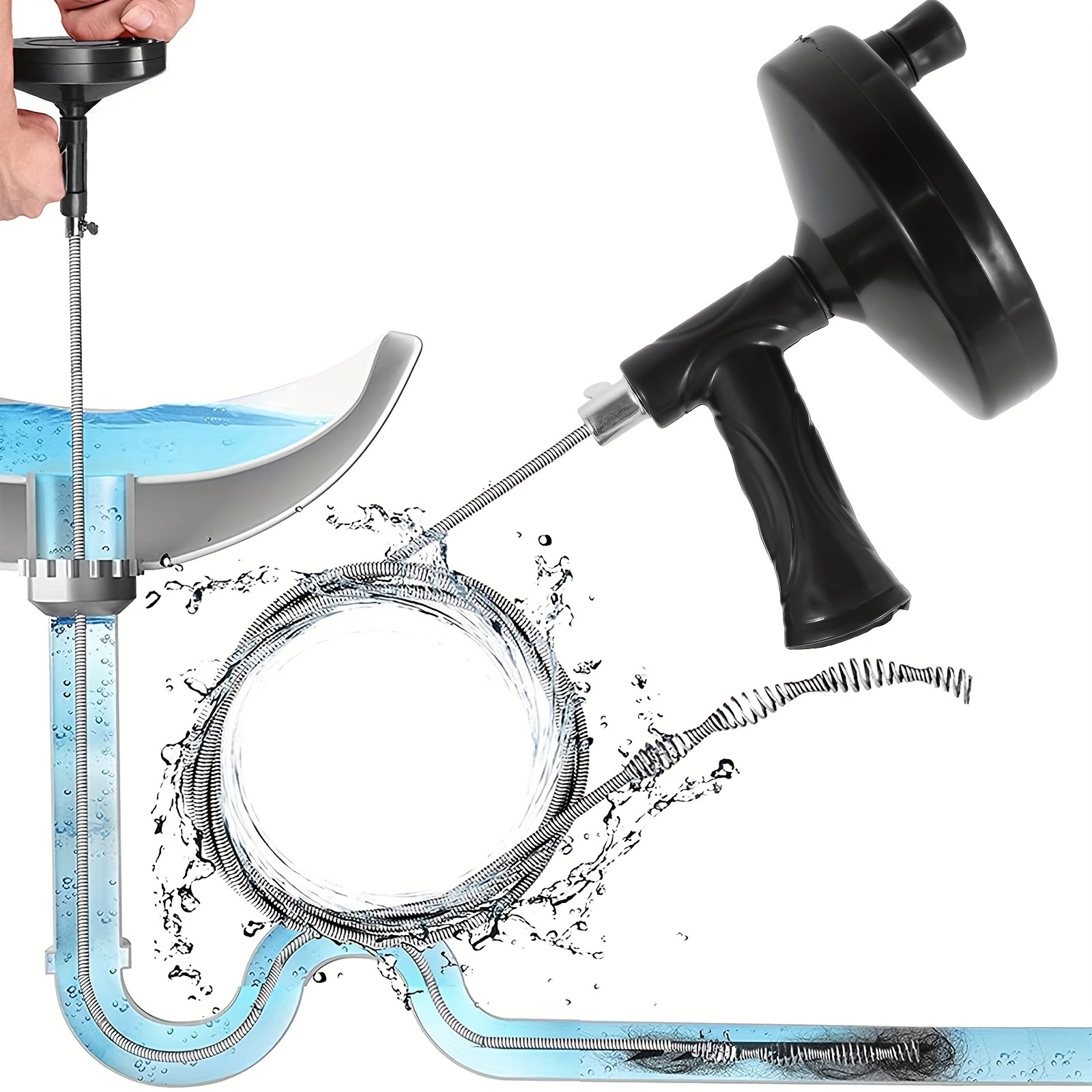 

Plumbing Drain Auger Manual Drain Clog Remover With 23ft/9.8ft Flexible Wire Rope Reusable With Non-slip Handle For Bathroom Kitchen Bathtub Shower Sink