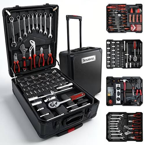 899 51pcs tool set machinery tool kit and household machinery tool kit car and bicycle repair tools 4 3 8 drive depth and standard socket ratchet torque wrench screwdriver socket combination kit