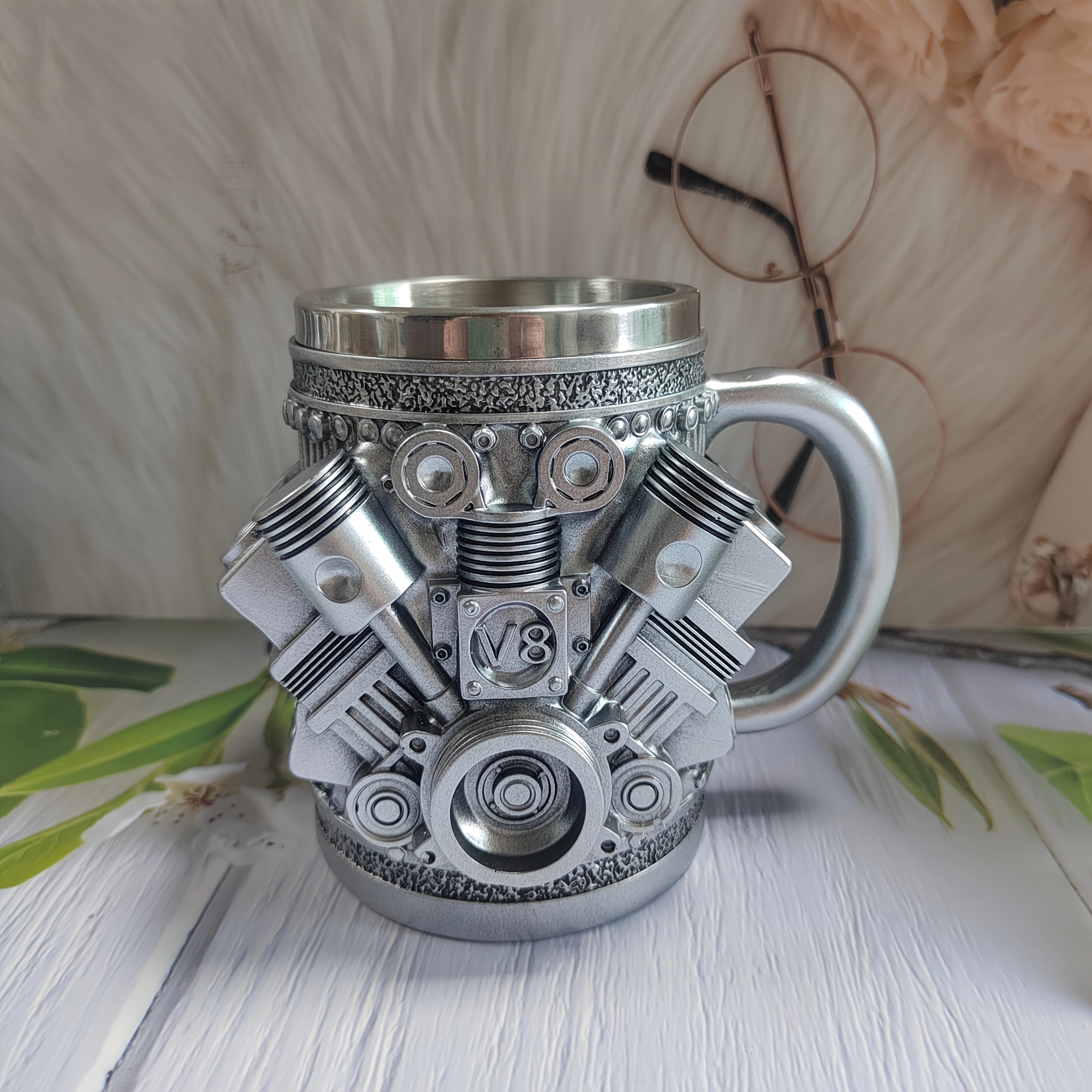 v8 v6 engine stainless steel coffee mug durable automotive Temu