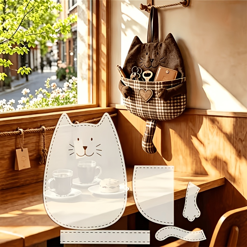 TEMU 5pcs Kitten Storage Bag Template Set, Including Precise Sewing And Quilting Patterns - Reusable, Washable, And Durable, Suitable For Fabric And