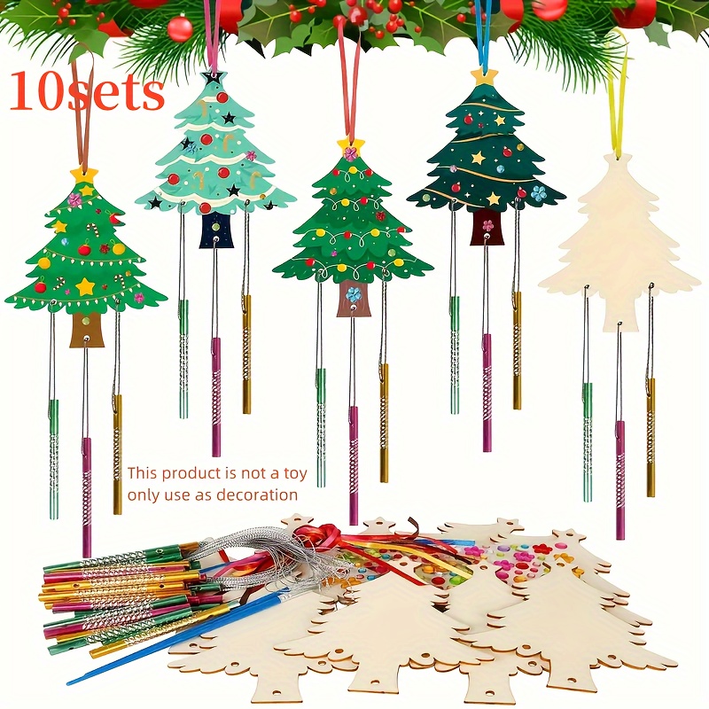 

Diy Wooden Christmas Tree Kit - 45pcs, Unpainted Set For & Decorations