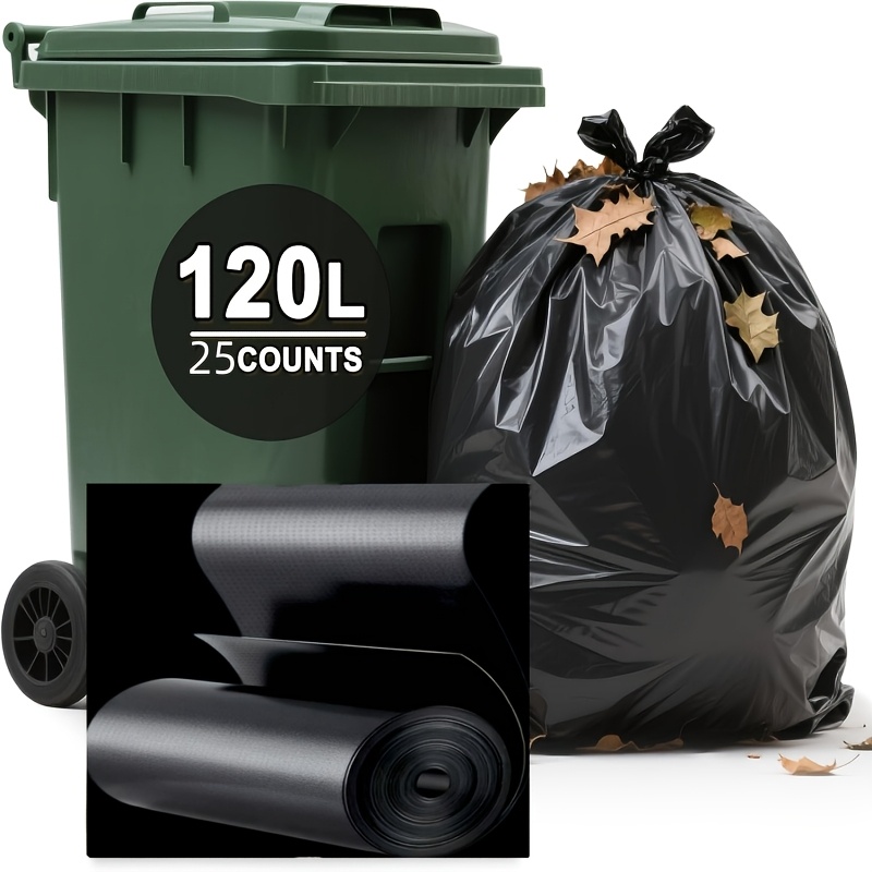 TEMU 120 Litre Xl / 190 Litre Xxxl, Sacks, Bin Bags, Bin Liners, 80kg Lift Tested, Super Strong, 60 Μm, Household, Office, Garden, Commercial, Diy