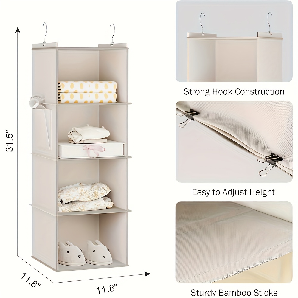 1ps 4 Hanging Shoe Storage Boxes, Partitioned Hanging Storage Bags For Clothes And Shoes, Hanging Shoe Organizers