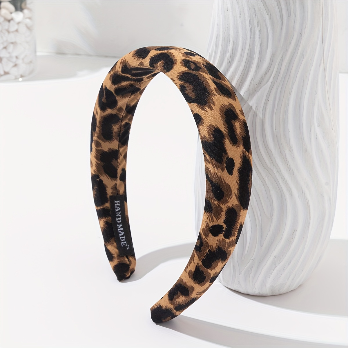 

Vintage Elegant Leopard Print Hairband, Polyester Dress-up Headband, Fashion Print Wide Hair Hoop, Single Piece Elegant Hair Accessory With