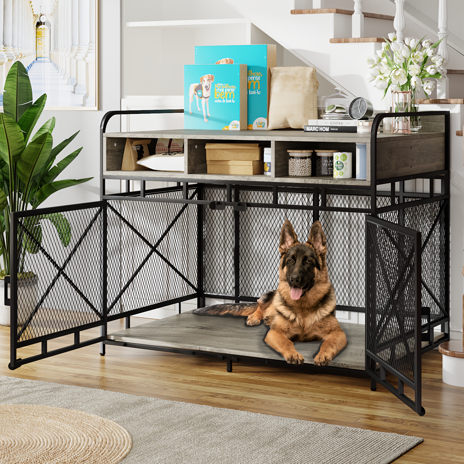 Dog Crate Furniture Wooden Dog Kennel End Table Storage Temu