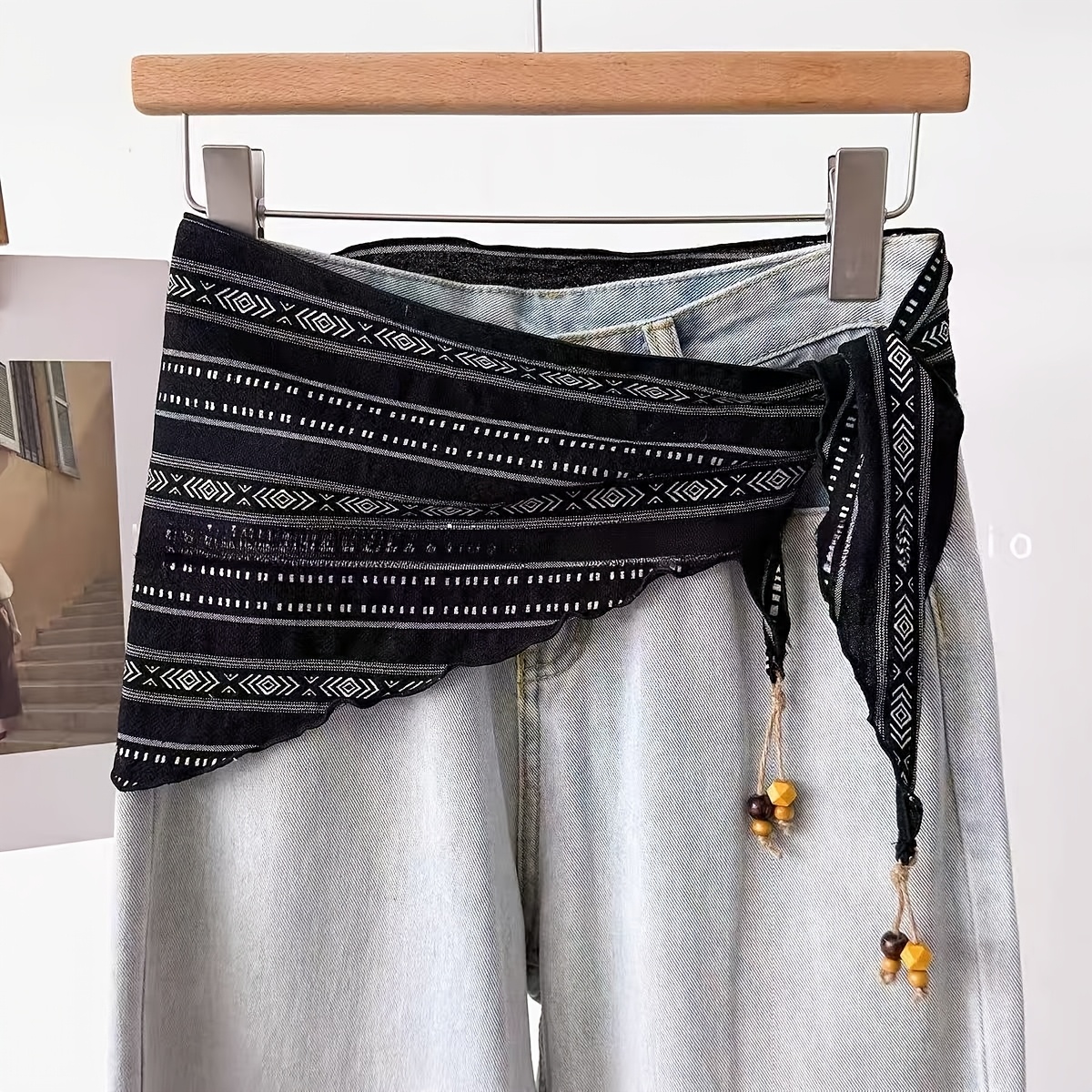 Women's Ethnic Style Triangle Scarf Belt for Trousers