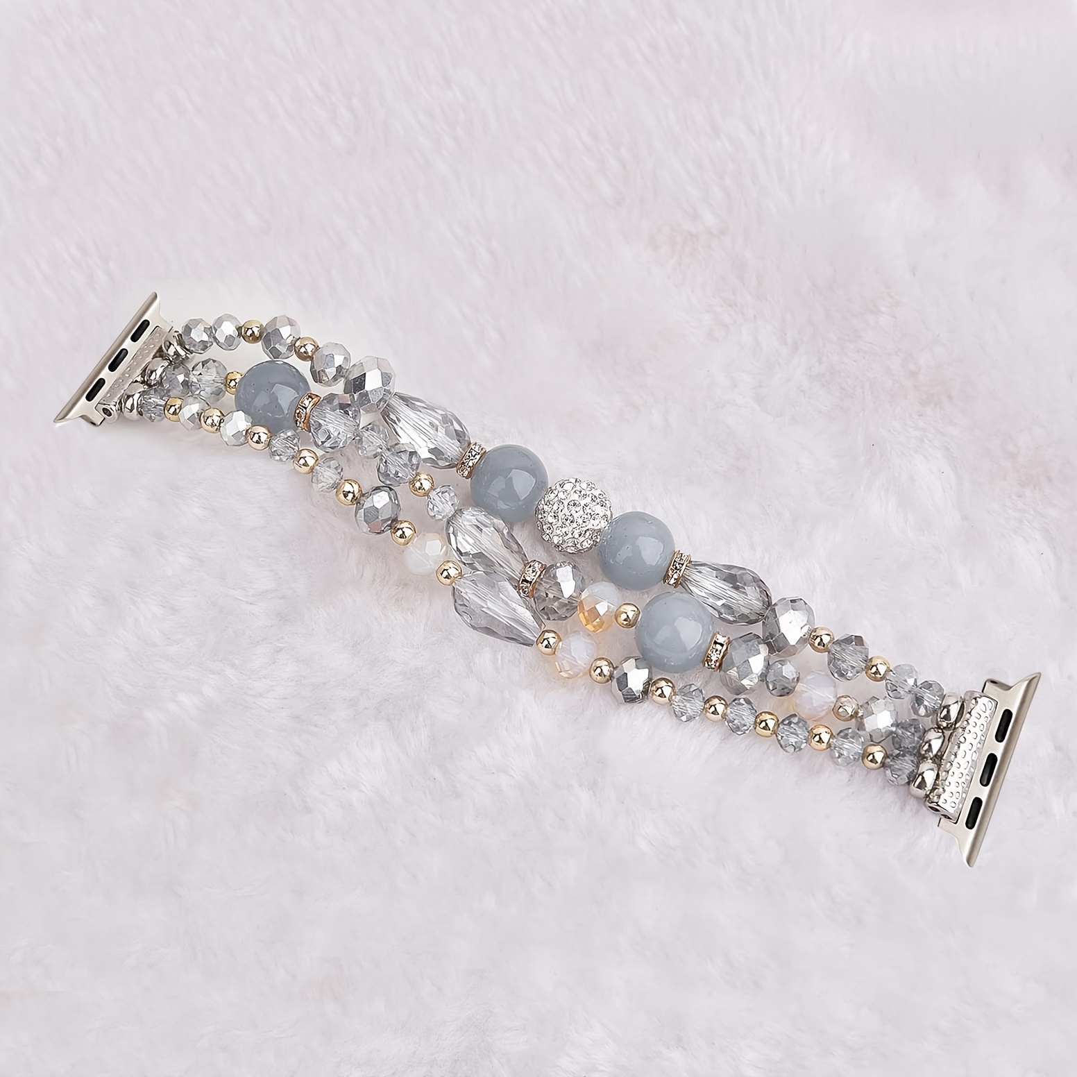 TEMU 1 Glass Beaded Bracelet Bohemian Style Strap Compatible With Watch 38/40/41/42/44/45/46/49mm Fashionable And Durable Couple's Band Suitable For