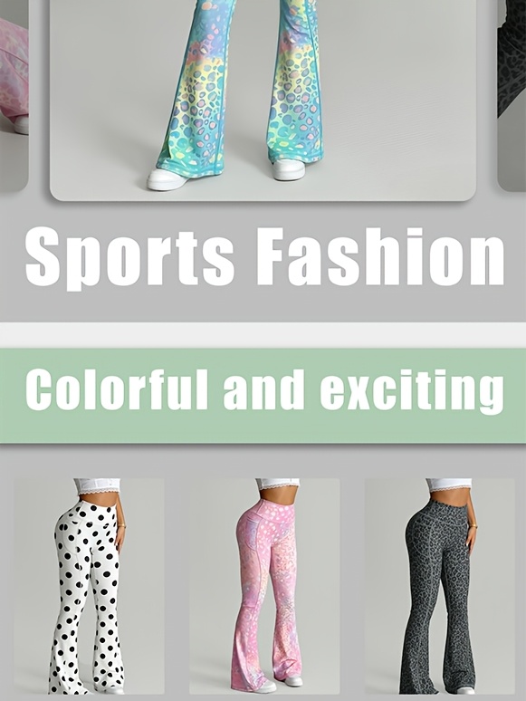 Leggings de yoga de tiro alto para mujer con control de abdomen y efecto levantacola, tipo campana y pierna estrecha - Estampado de leopardo degradado, suaves y elásticos para entrenamiento, adecuados para gimnasio, correr, atuendo casual, pantalones tipo campana no transparentes con bolsillos para