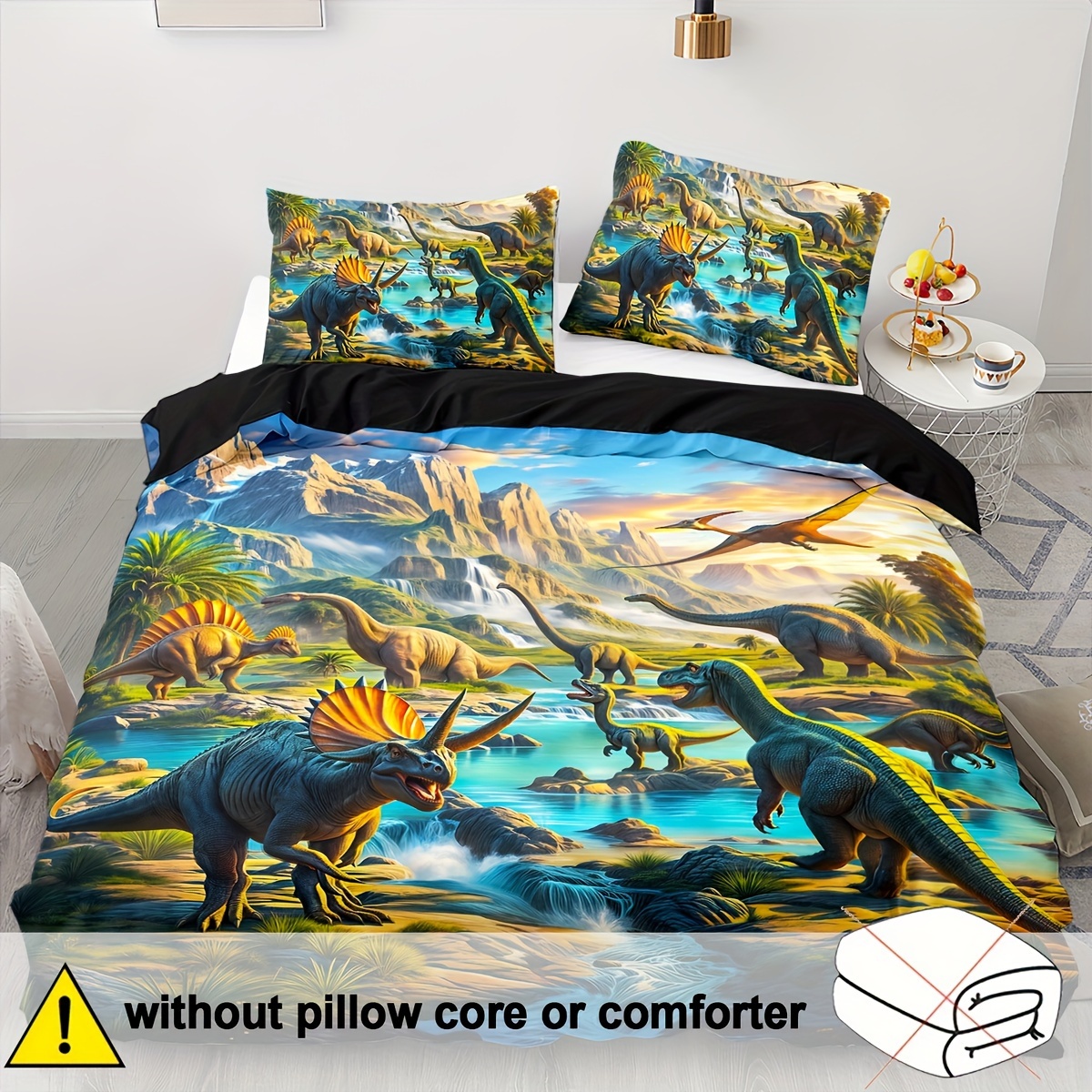 TEMU Ensemble de literie dinosaure 2/3 pièces, housse de couette , couette animal pour décoration de chambre, imprimé plat 2D ( 1 housse de couette +