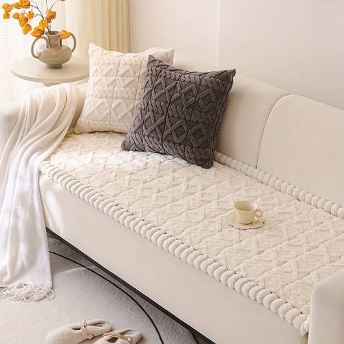 luxurious plush sofa cover with edges pet friendly anti slip breathable design for single to seats machine washable couch covers for sofa