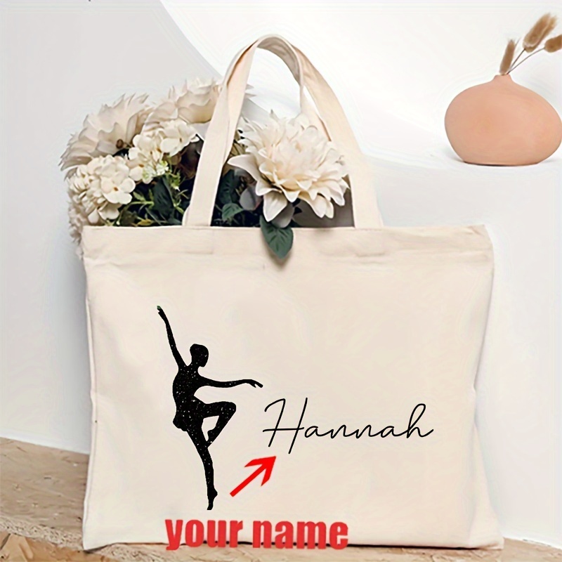 Image of 1pc Personalized Ballerina Pattern Tote Bag Shoulder Bag For Women's Reusable Shopping Bag, Summer Beach Holiday Bag Gift