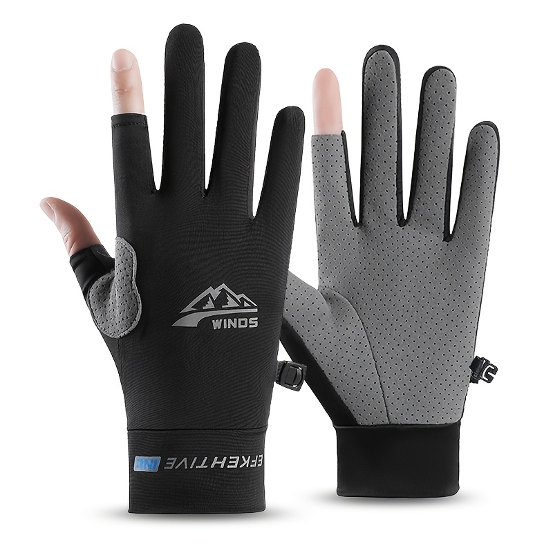 TEMU Gants de 'été pour hommes et femmes, conçus pour la protection solaire, avec deux pour les doigts pour le cyclisme, la conduite, la pêche et la