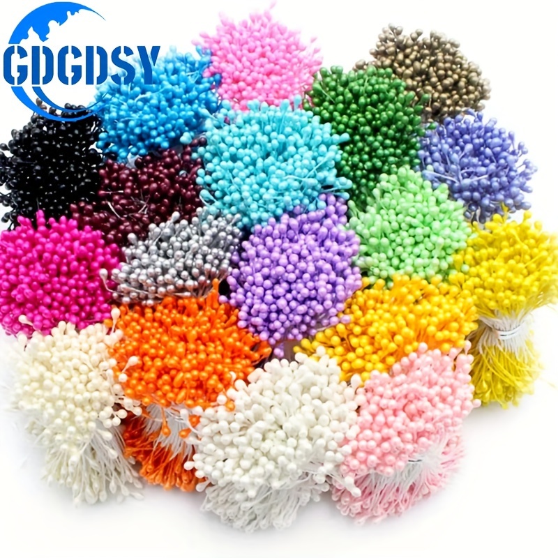 TEMU 2200pcs Bright Double-headed Artificial Flower Pollen For Diy Crafts, Mini Handmade Polyester For Floral Arrangements, Scrapbooking Decoration,