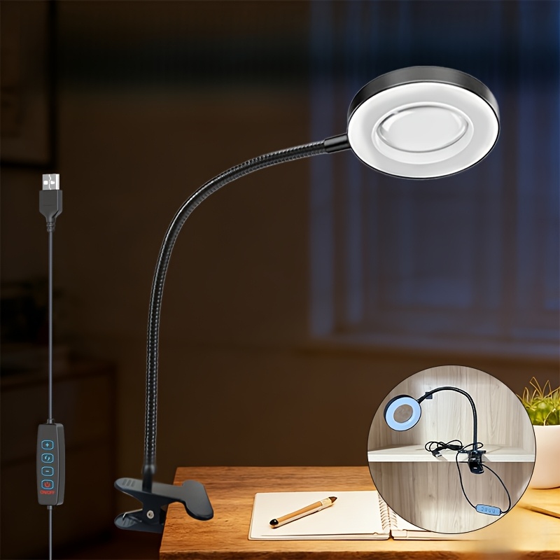 Image of 10x Magnifying Glass With Light | Led Magnifying Desk Lamp, 3 Color , 10 Dimmable Brightness, Flexible Gooseneck, Metal, Usb Powered, Ideal For Crafts, Sewing, Office, Reading - Amill