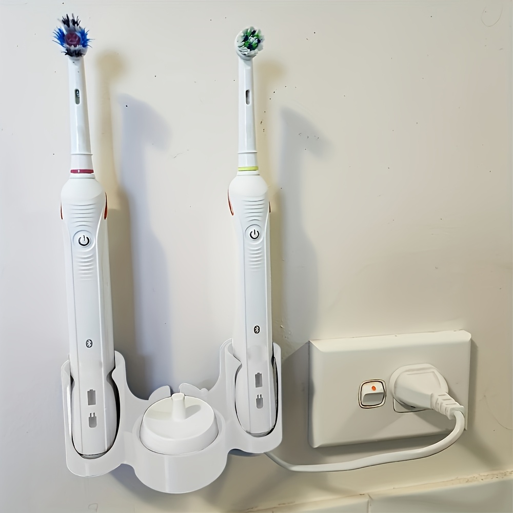 TEMU Wall Mounted Electric Toothbrush Holder - Space-saving Bathroom Organizer, Durable Plastic, , Bathroom Toothbrush Holder, Bathroom Storage, ,