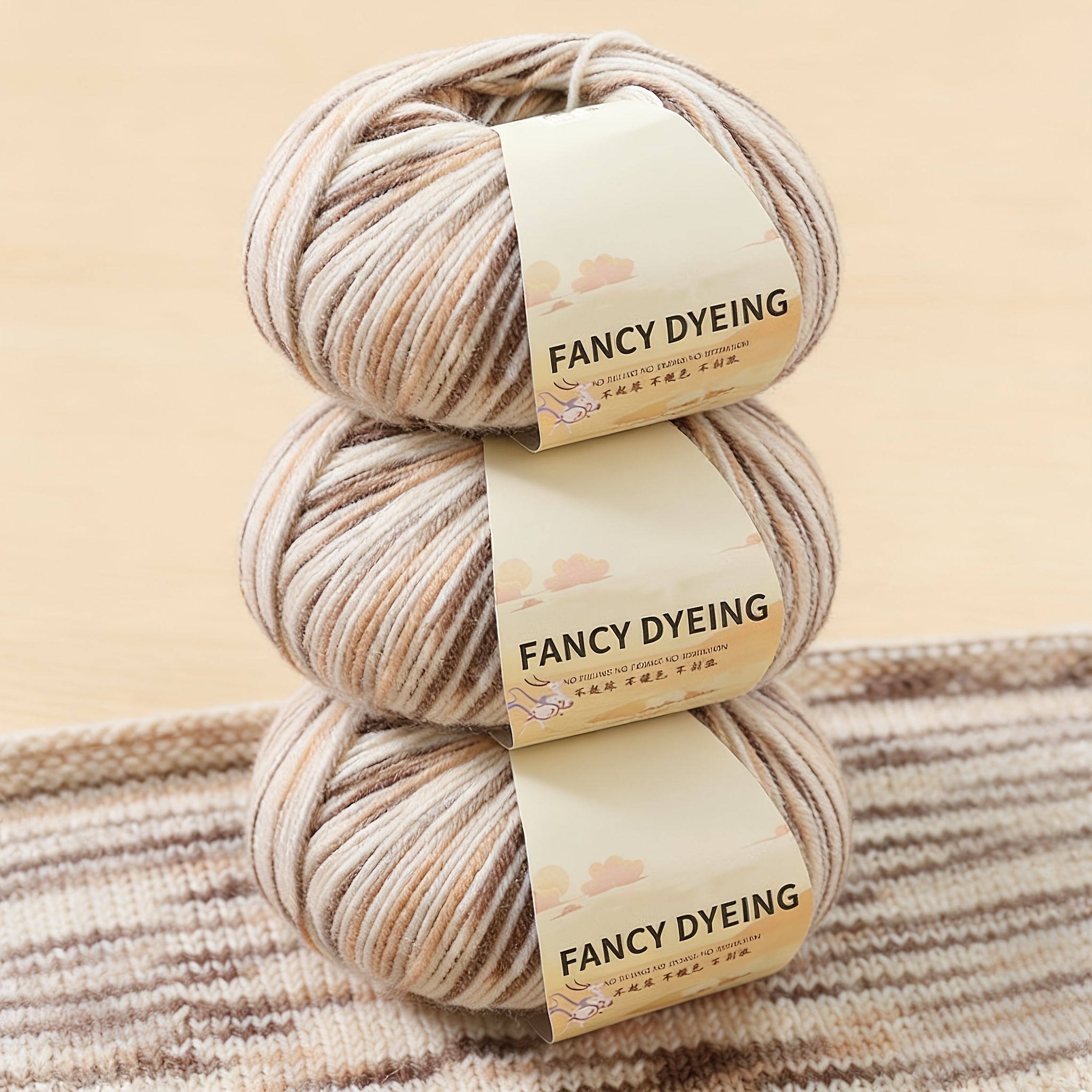 Set Of 3 Dyed Fine Wool Yarns, Hand-knitted In Colors, Soft And Thick, Suitable For Crocheting Items Like Scarves, Hats, Cardigans, Socks, Bags, And More, Each Weighing 50 Grams