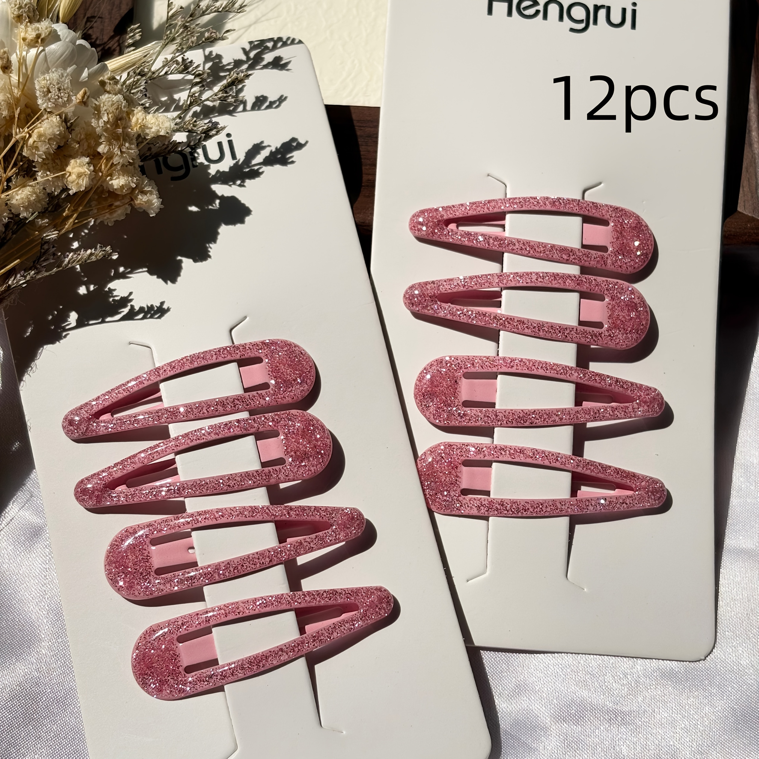 TEMU Juego de 12 pinzas para el pelo de con de goteo rosa y fino, , bonitas y versátiles, elegantes y estilosas pinzas minimalistas coreanas para