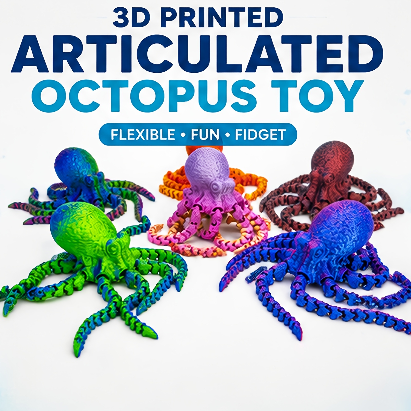 2pcs Poseable Octopus Relax Toy, Rainbow Gradient