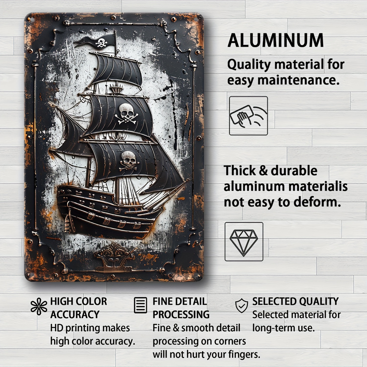 Pirate Ship Aluminum Tin Sign Vintage Plaque Decoration Home - Temu