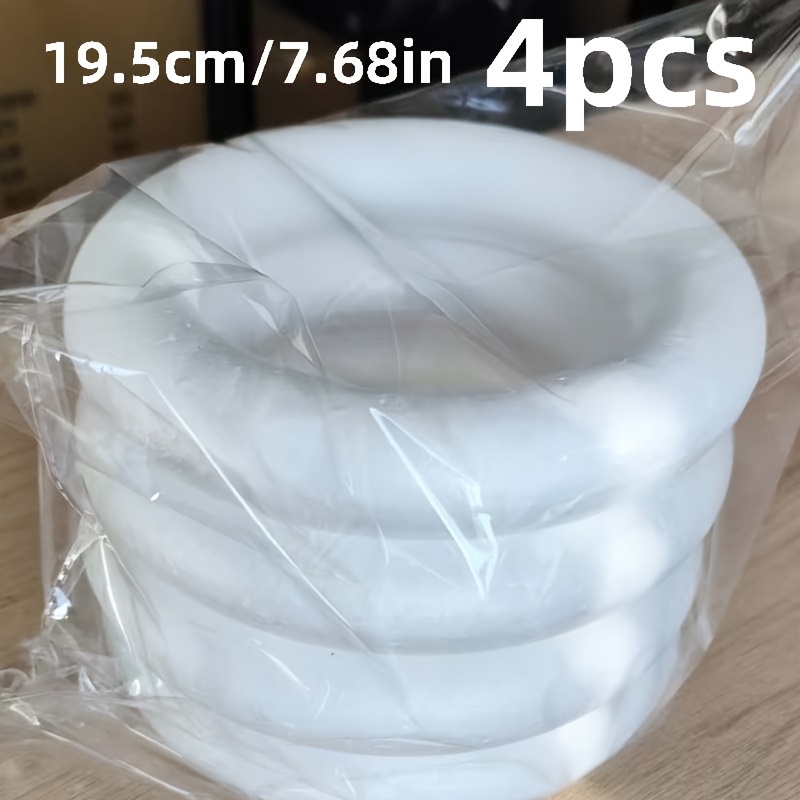 11 6 inch 19 5cm white foam circle craft base 4pcs made of lightweight durable polystyrene essential component for christmas wreaths   easter and christmas party decorations suitable for painting and flower arrangements