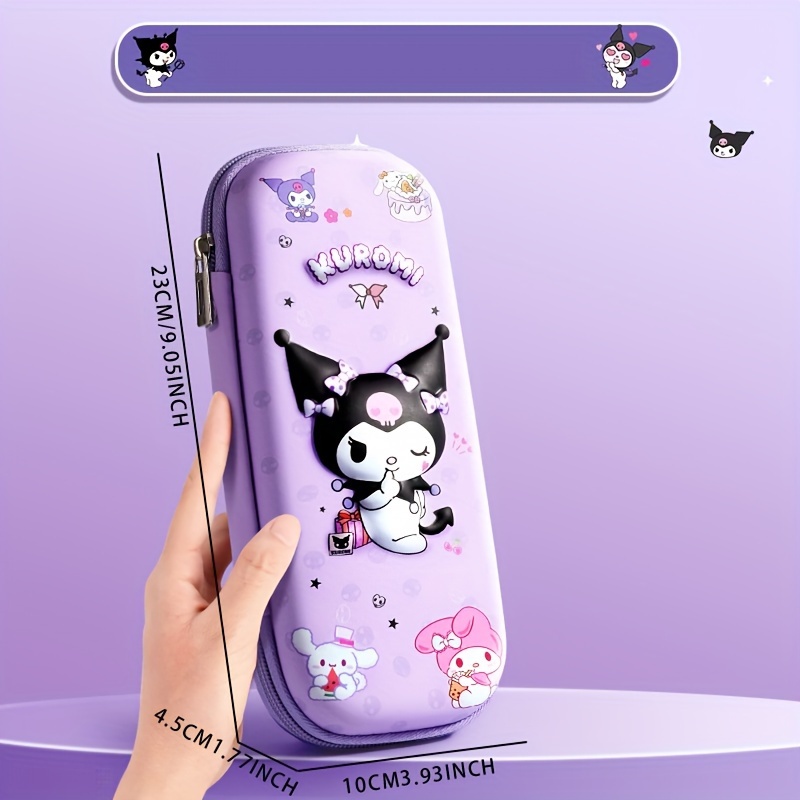 

Sanrio Kuromi Large Capacity Pencil Case, Textile Material, Cute Cartoon Design For School And Office Supplies Organization, Cute Pencil Case