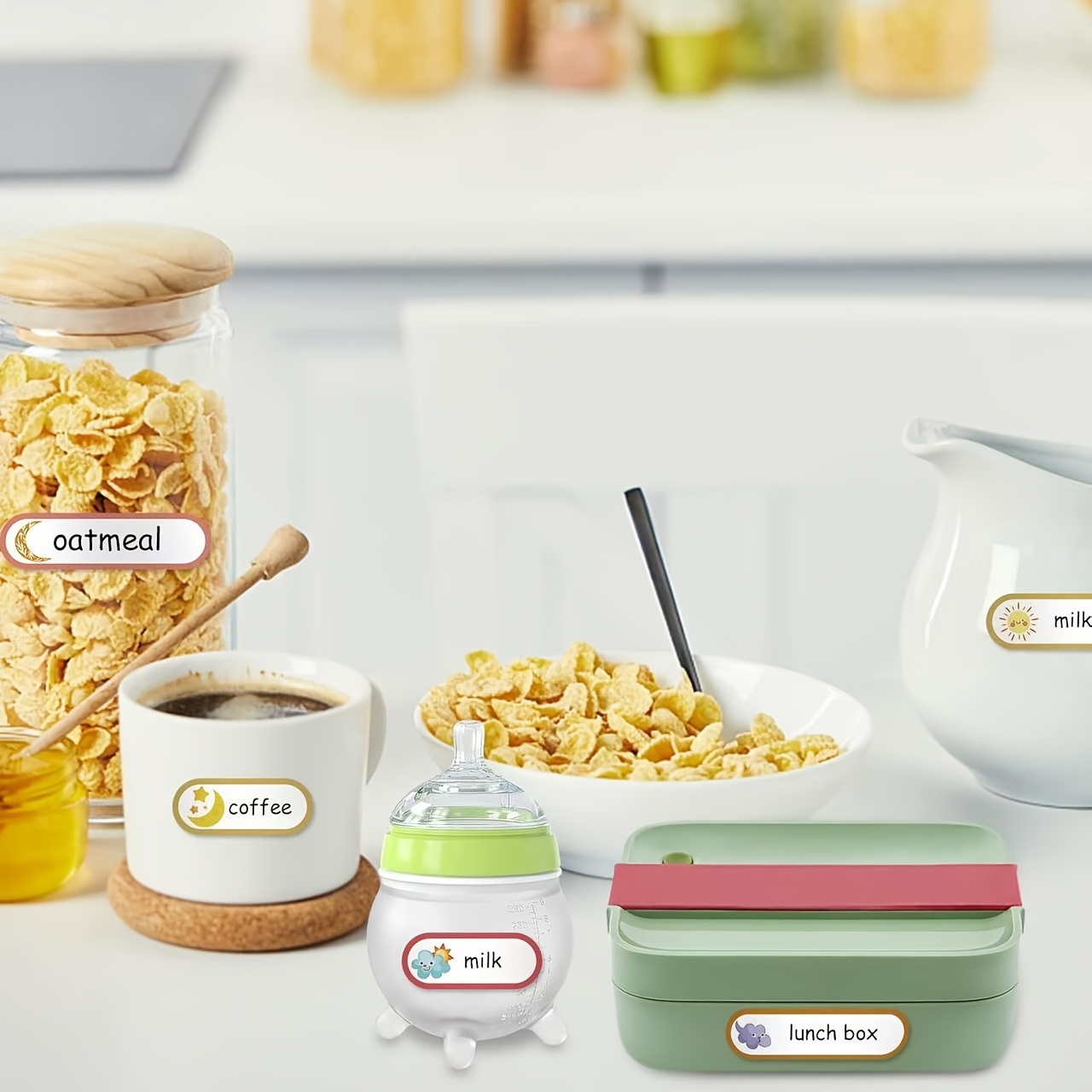5 Sheets Cute Name Stickers for Cookie Jar Decoration and More