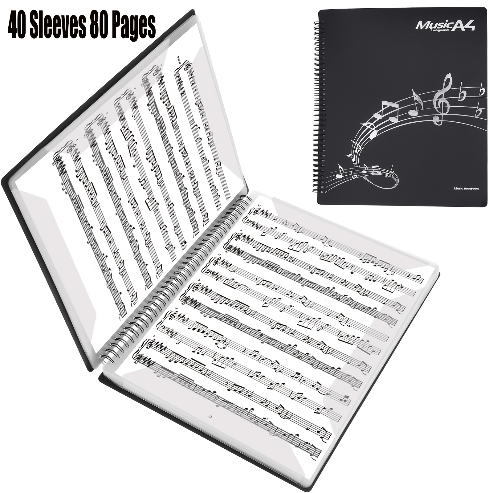 music score clip 40 sets of 80 music score binders pages spiral bound suitable for 8 5 11 inch a4 paper     flat dual   score protective cover can write     or store the music score  