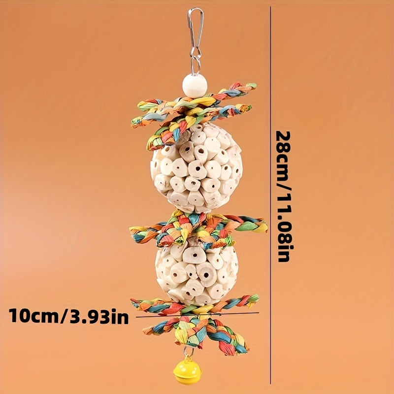 TEMU Parrot Pith Ball Toy Bird Toy Handmade Woven Corn Husk Gnawing Ball Biting Toy Boredom Relief Toy Bird Toy