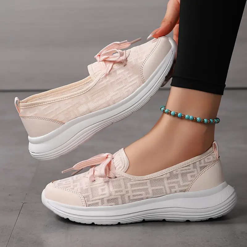 1 pair womens breathable mesh flats round toe slip on shoes with fabric insole and md sole for details 6