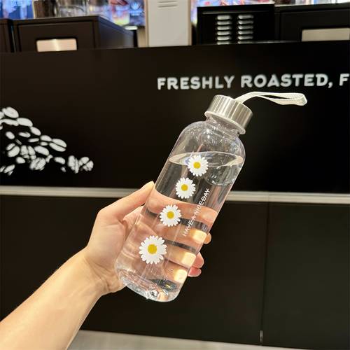 500ml clear and cute bow heart shaped pure transparent tumbler with carrying strap portable for travel for easy handling simple and elegant