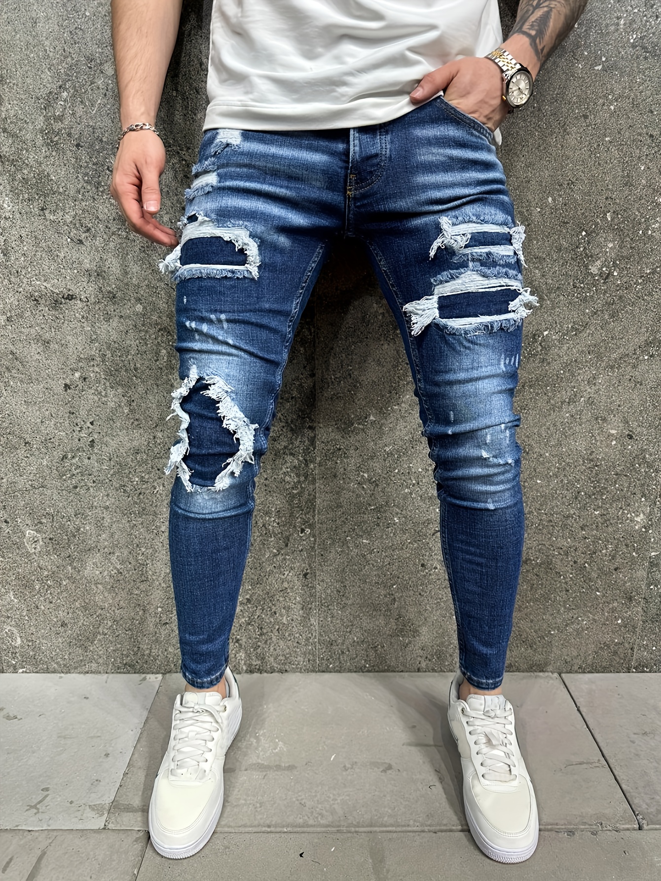 Ripped Jeans Men's Denim Fashion 2018 Ripped Skinny Jeans For